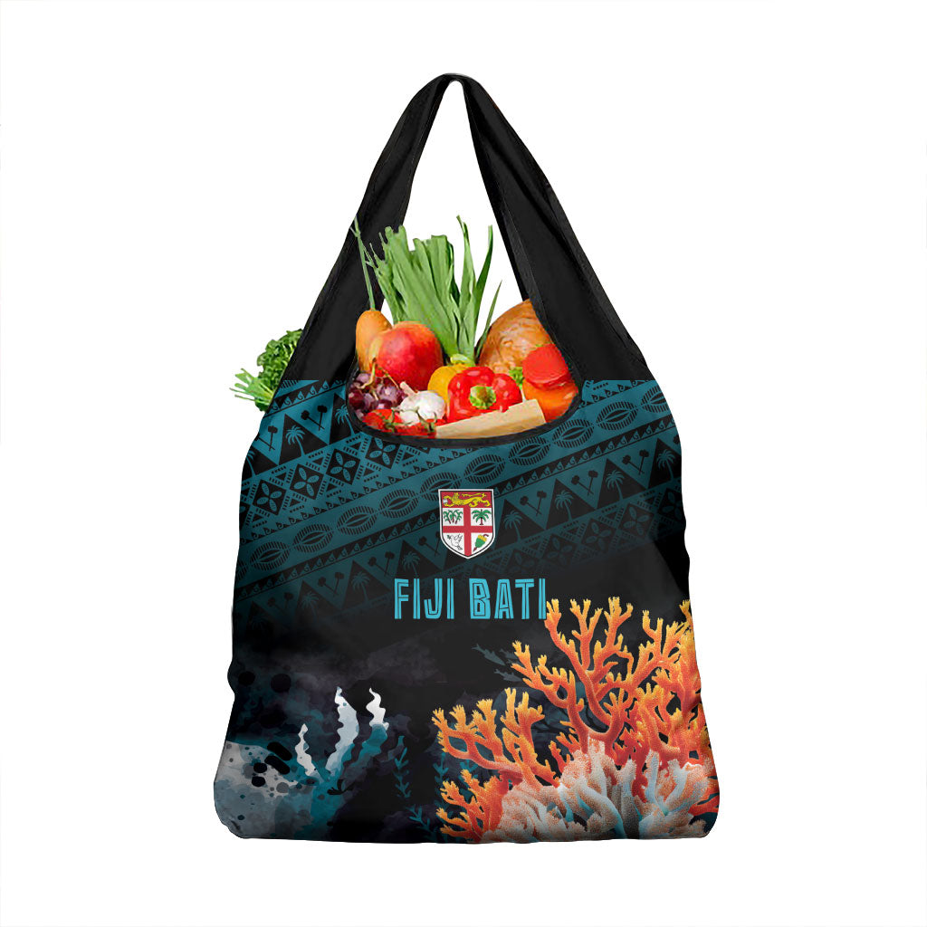 Fiji Bati Rugby Viti Masi Grocery Bag Coral Motifs