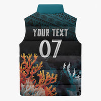 Fiji Bati Rugby Custom Viti Masi Sleeveless Puffer Jacket Coral Motifs LT7 - Polynesian Pride