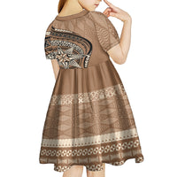 Tonga Ngatu Kid Short Sleeve Dress Tokelau Classic Motifs LT7 - Polynesian Pride