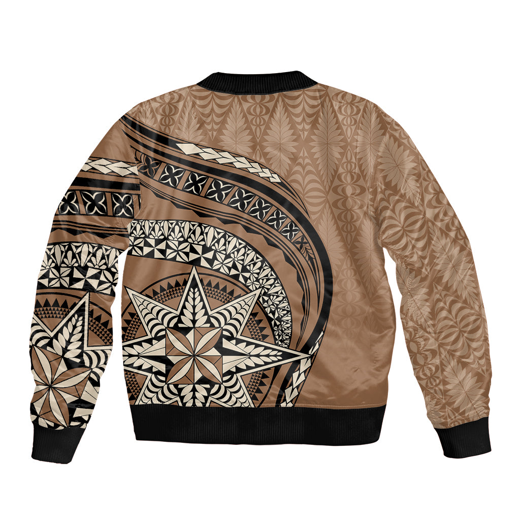 Tonga Ngatu Sleeve Zip Bomber Jacket Tokelau Classic Motifs LT7 - Polynesian Pride