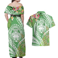 Aloha Molokai Island Couples Matching Off Shoulder Maxi Dress and Hawaiian Shirt Hawaii Pua Kukui LT7 - Polynesian Pride