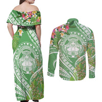 Aloha Molokai Island Couples Matching Off Shoulder Maxi Dress and Long Sleeve Button Shirt Hawaii Pua Kukui LT7 - Polynesian Pride
