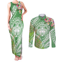 Aloha Molokai Island Couples Matching Tank Maxi Dress and Long Sleeve Button Shirt Hawaii Pua Kukui LT7 Green - Polynesian Pride