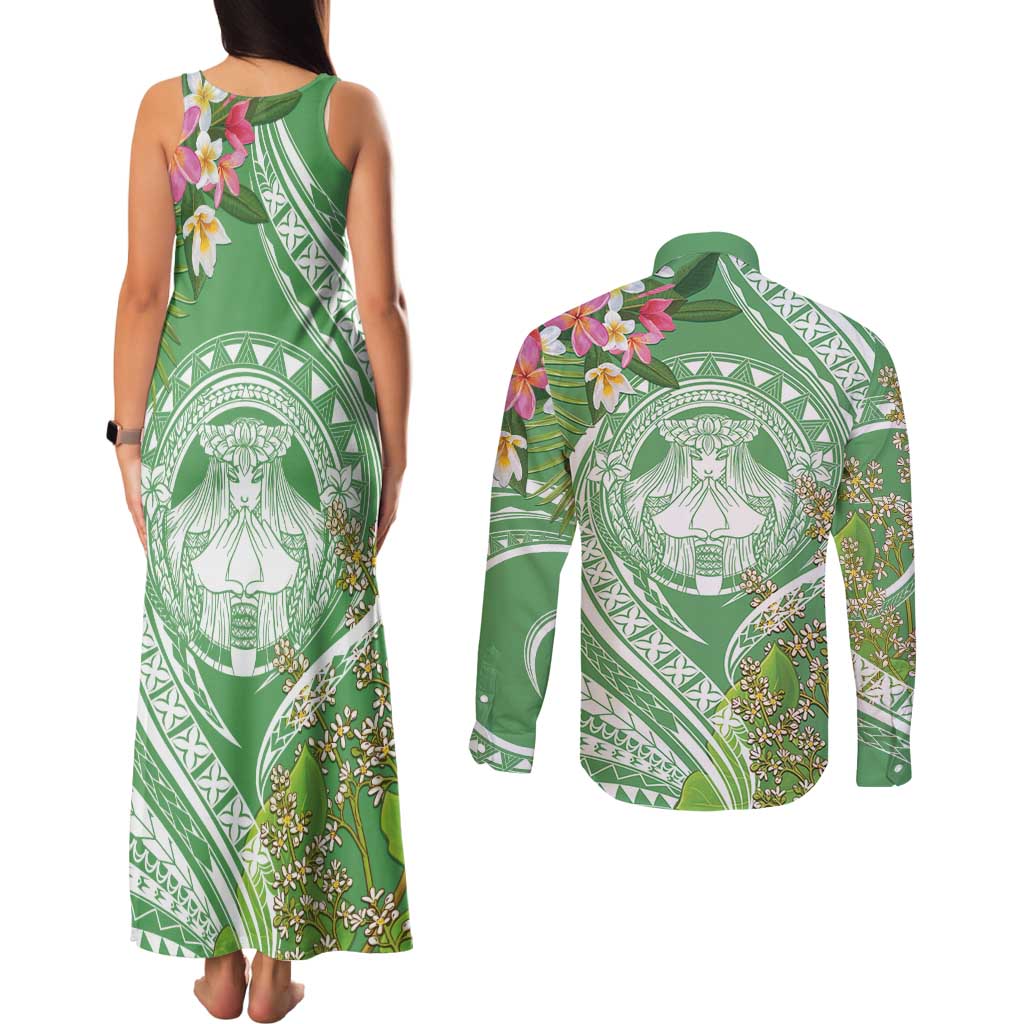 Aloha Molokai Island Couples Matching Tank Maxi Dress and Long Sleeve Button Shirt Hawaii Pua Kukui LT7 - Polynesian Pride