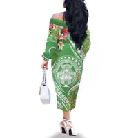 Aloha Molokai Island Family Matching Off The Shoulder Long Sleeve Dress and Hawaiian Shirt Hawaii Pua Kukui LT7 - Polynesian Pride