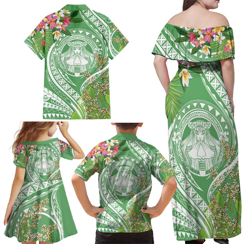 Aloha Molokai Island Family Matching Off Shoulder Maxi Dress and Hawaiian Shirt Hawaii Pua Kukui LT7 - Polynesian Pride