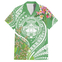 Aloha Molokai Island Family Matching Puletasi and Hawaiian Shirt Hawaii Pua Kukui LT7 Dad's Shirt - Short Sleeve Green - Polynesian Pride