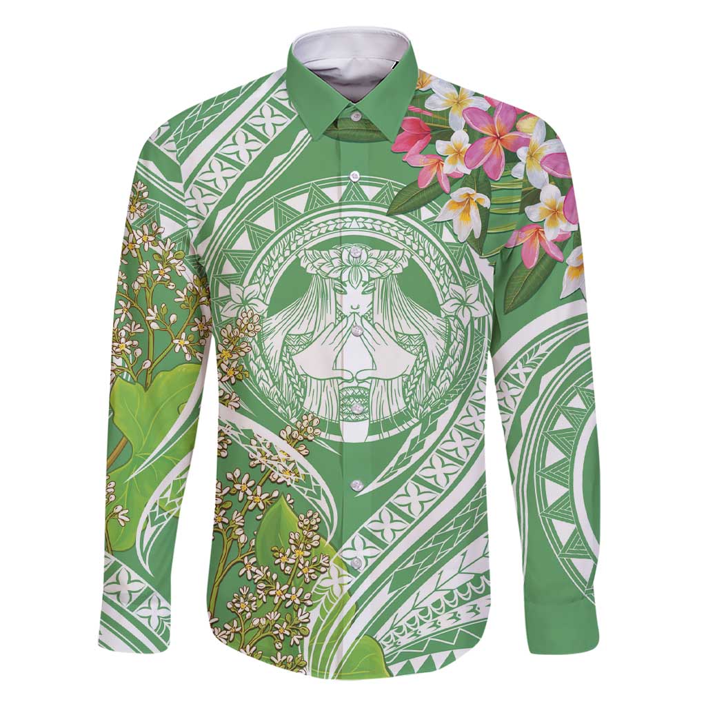 Aloha Molokai Island Family Matching Short Sleeve Bodycon Dress and Hawaiian Shirt Hawaii Pua Kukui LT7 Dad's Shirt - Long Sleeve Green - Polynesian Pride