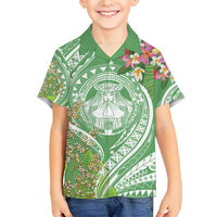 Aloha Molokai Island Family Matching Short Sleeve Bodycon Dress and Hawaiian Shirt Hawaii Pua Kukui LT7 Son's Shirt Green - Polynesian Pride