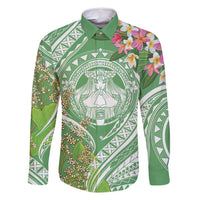 Aloha Molokai Island Family Matching Summer Maxi Dress and Hawaiian Shirt Hawaii Pua Kukui LT7 Dad's Shirt - Long Sleeve Green - Polynesian Pride