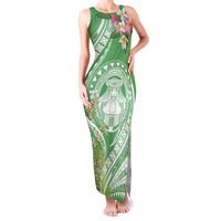 Aloha Molokai Island Family Matching Tank Maxi Dress and Hawaiian Shirt Hawaii Pua Kukui LT7 Mom's Dress Green - Polynesian Pride