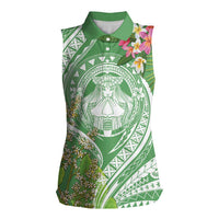 Aloha Molokai Island Women Sleeveless Polo Shirt Hawaii Pua Kukui LT7 Female Green - Polynesian Pride