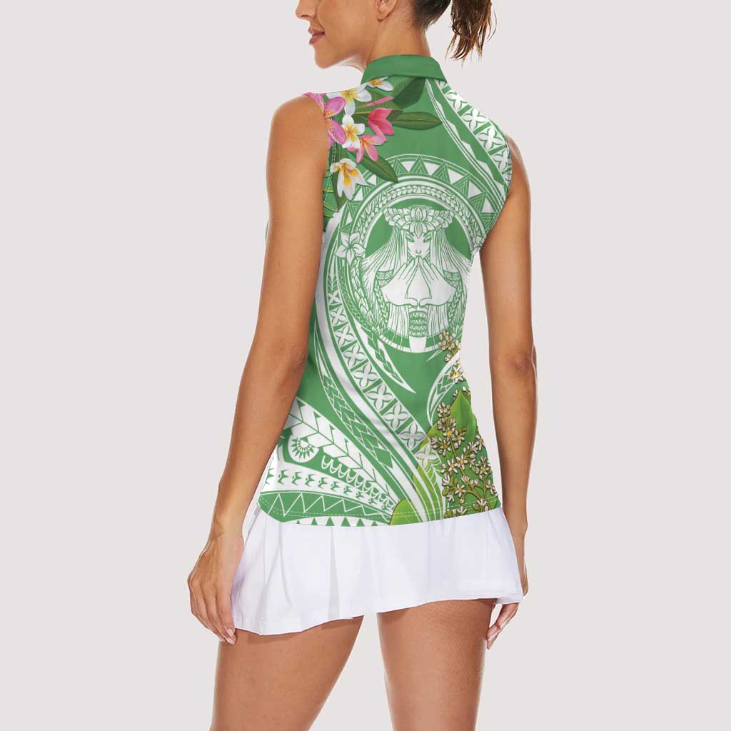Aloha Molokai Island Women Sleeveless Polo Shirt Hawaii Pua Kukui LT7 - Polynesian Pride