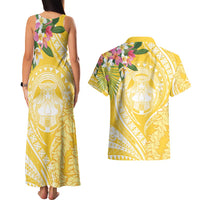 Aloha Hawaii Oahu Couples Matching Tank Maxi Dress and Hawaiian Shirt Wahine with Ilima Lei LT7 - Polynesian Pride