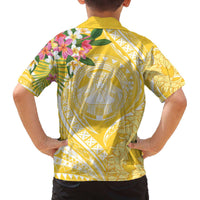 Aloha Hawaii Oahu Family Matching Off The Shoulder Long Sleeve Dress and Hawaiian Shirt Wahine with Ilima Lei LT7 - Polynesian Pride
