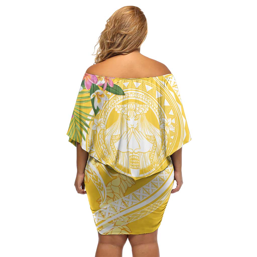 Aloha Hawaii Oahu Family Matching Off Shoulder Short Dress and Hawaiian Shirt Wahine with Ilima Lei LT7 - Polynesian Pride