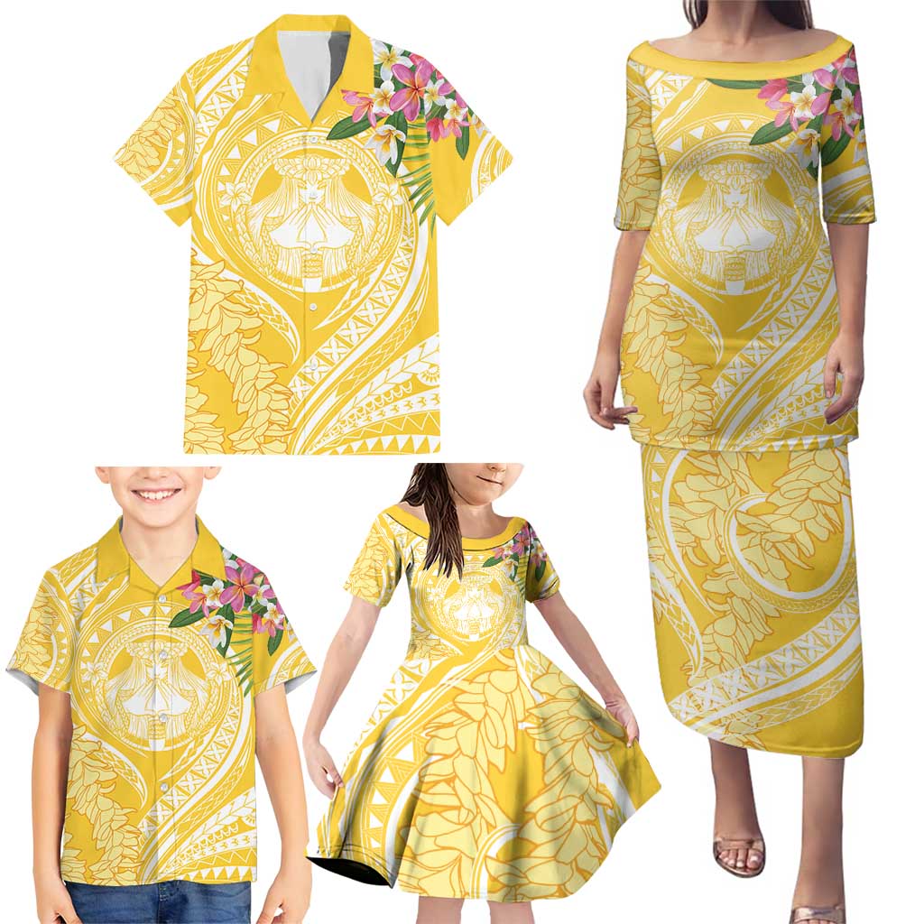 Aloha Hawaii Oahu Family Matching Puletasi and Hawaiian Shirt Wahine with Ilima Lei LT7 - Polynesian Pride