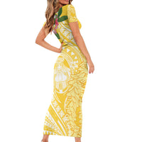 Aloha Hawaii Oahu Family Matching Short Sleeve Bodycon Dress and Hawaiian Shirt Wahine with Ilima Lei LT7 - Polynesian Pride