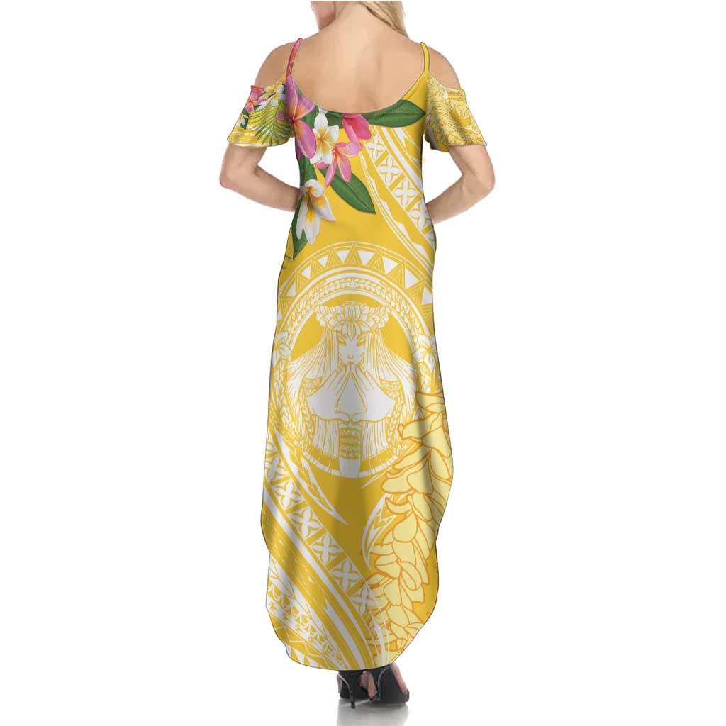 Aloha Hawaii Oahu Family Matching Summer Maxi Dress and Hawaiian Shirt Wahine with Ilima Lei LT7 - Polynesian Pride