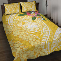Aloha Hawaii Oahu Quilt Bed Set Wahine with Ilima Lei LT7 Yellow - Polynesian Pride