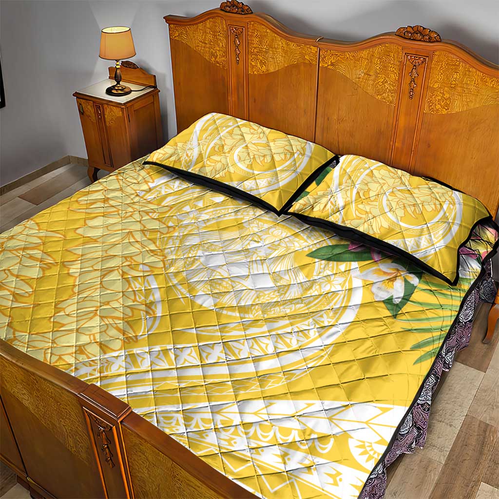 Aloha Hawaii Oahu Quilt Bed Set Wahine with Ilima Lei LT7 - Polynesian Pride