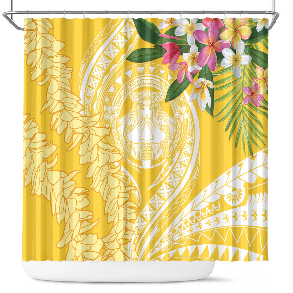 Aloha Hawaii Oahu Shower Curtain Wahine with Ilima Lei LT7 Yellow - Polynesian Pride
