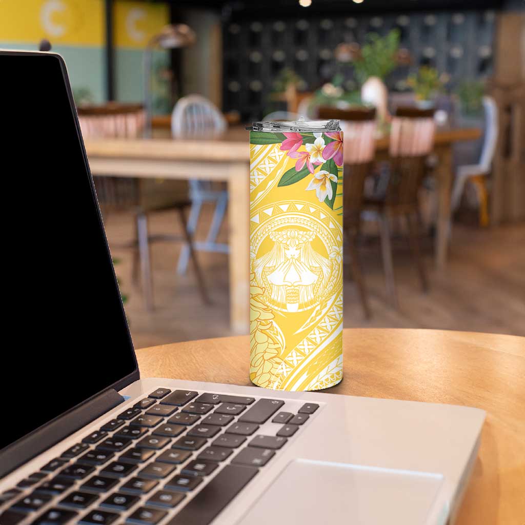 Aloha Hawaii Oahu Skinny Tumbler Wahine with Ilima Lei