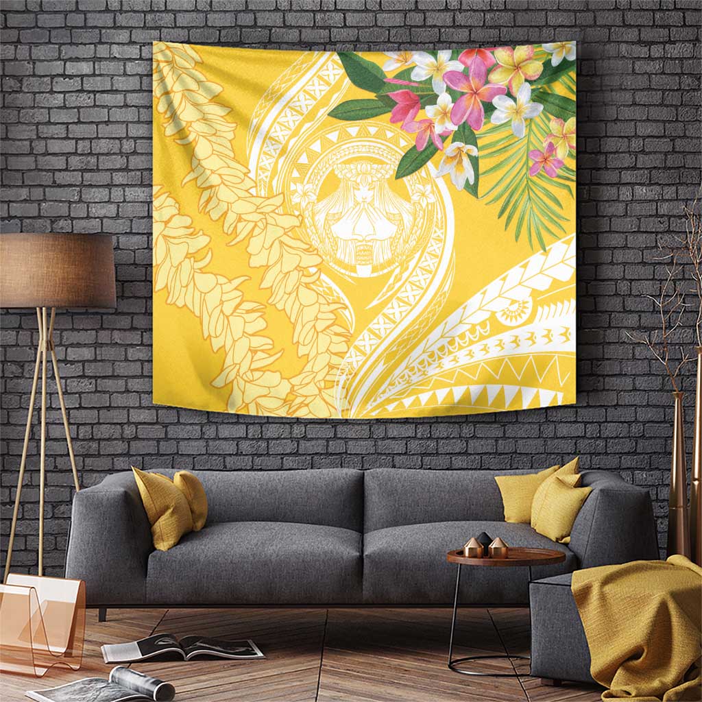 Aloha Hawaii Oahu Tapestry Wahine with Ilima Lei LT7 Yellow - Polynesian Pride