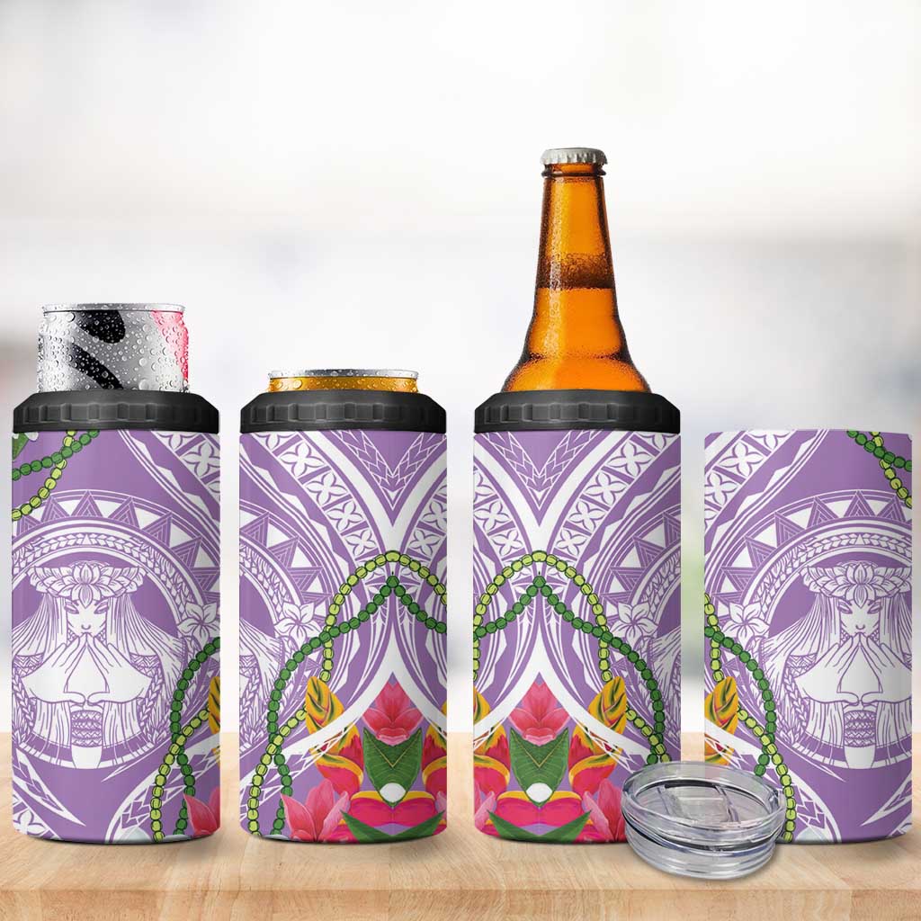 Aloha Hawaii Kauai 4 in 1 Can Cooler Tumbler Frangipani Mix Mokihana Lei LT7 - Polynesian Pride