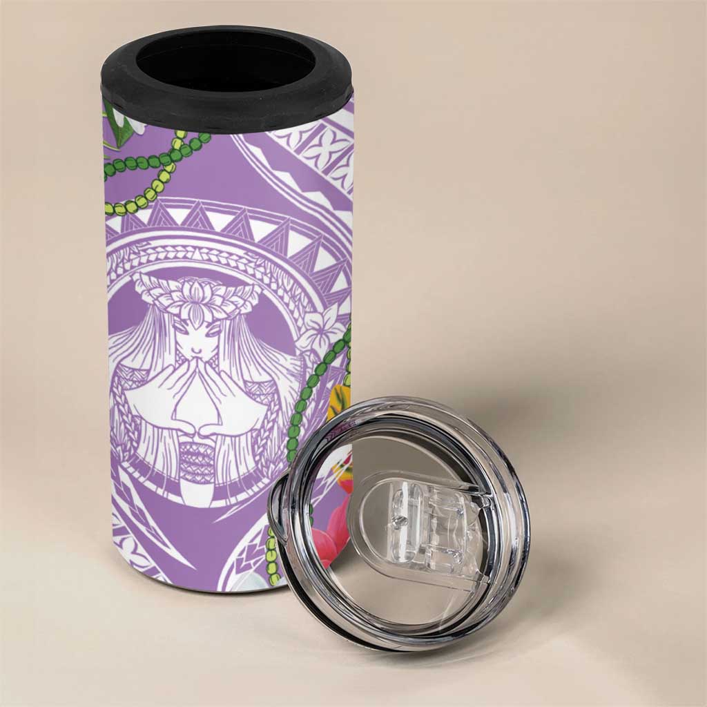 Aloha Hawaii Kauai 4 in 1 Can Cooler Tumbler Frangipani Mix Mokihana Lei LT7 - Polynesian Pride
