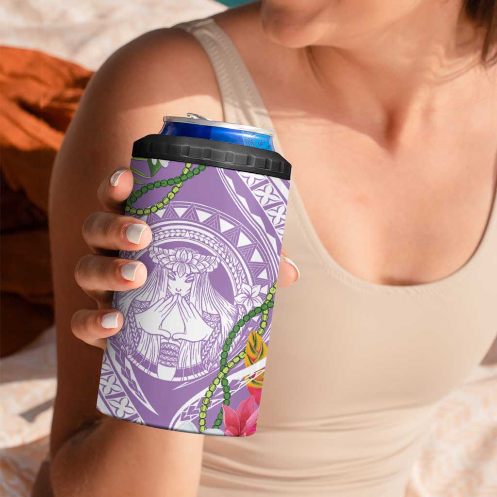 Aloha Hawaii Kauai 4 in 1 Can Cooler Tumbler Frangipani Mix Mokihana Lei LT7 - Polynesian Pride