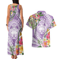 Aloha Hawaii Kauai Couples Matching Tank Maxi Dress and Hawaiian Shirt Frangipani Mix Mokihana Lei LT7 - Polynesian Pride
