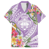 Aloha Hawaii Kauai Family Matching Long Sleeve Bodycon Dress and Hawaiian Shirt Frangipani Mix Mokihana Lei LT7 Dad's Shirt - Short Sleeve Purple - Polynesian Pride