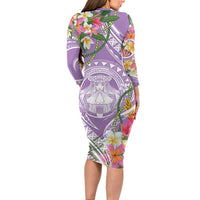 Aloha Hawaii Kauai Family Matching Long Sleeve Bodycon Dress and Hawaiian Shirt Frangipani Mix Mokihana Lei LT7 - Polynesian Pride