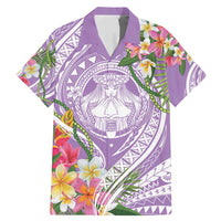 Aloha Hawaii Kauai Family Matching Mermaid Dress and Hawaiian Shirt Frangipani Mix Mokihana Lei LT7 Dad's Shirt - Short Sleeve Purple - Polynesian Pride