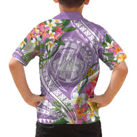 Aloha Hawaii Kauai Family Matching Off The Shoulder Long Sleeve Dress and Hawaiian Shirt Frangipani Mix Mokihana Lei LT7 - Polynesian Pride
