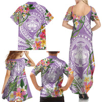 Aloha Hawaii Kauai Family Matching Summer Maxi Dress and Hawaiian Shirt Frangipani Mix Mokihana Lei LT7 - Polynesian Pride