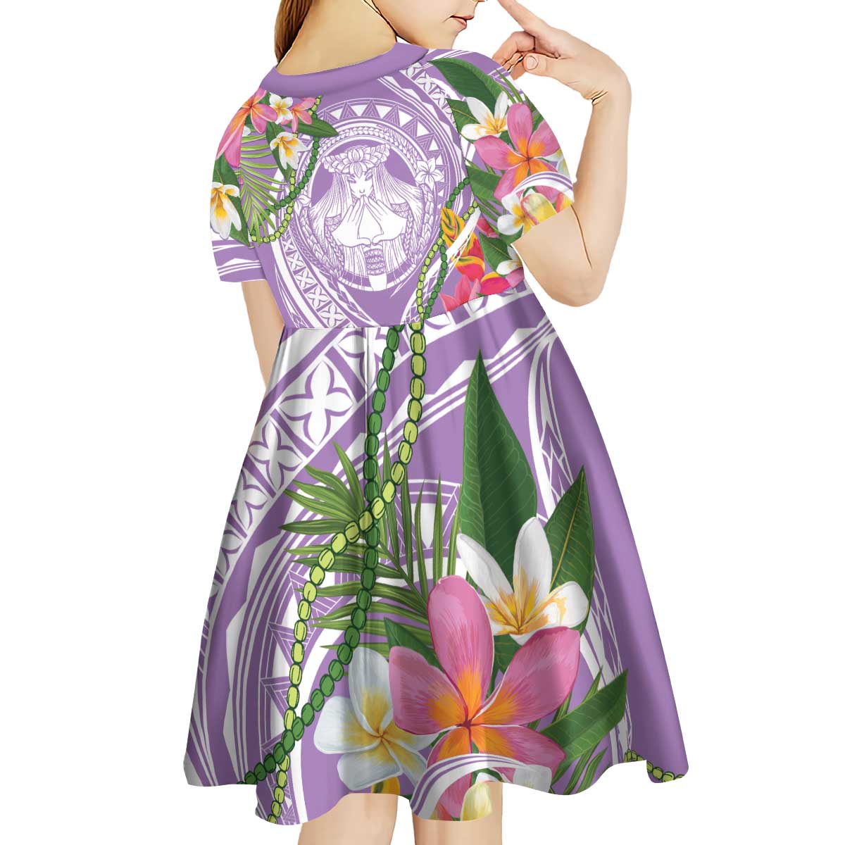 Aloha Hawaii Kauai Kid Short Sleeve Dress Frangipani Mix Mokihana Lei LT7 - Polynesian Pride