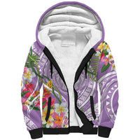 Aloha Hawaii Kauai Sherpa Hoodie Frangipani Mix Mokihana Lei LT7 Unisex Purple - Polynesian Pride