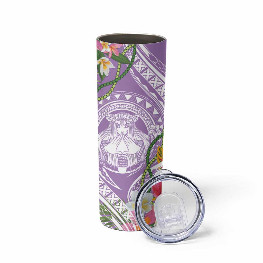 Aloha Hawaii Kauai Skinny Tumbler Frangipani Mix Mokihana Lei LT7 - Polynesian Pride