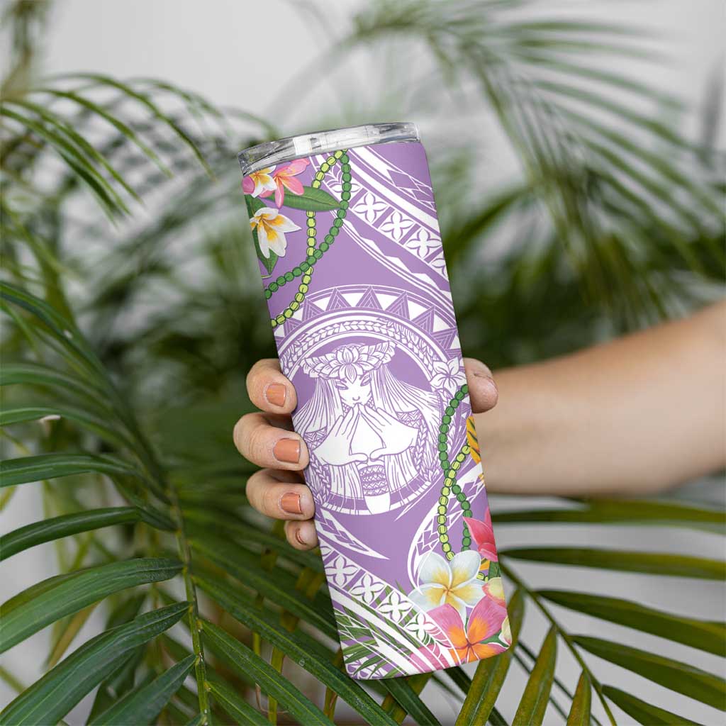 Aloha Hawaii Kauai Skinny Tumbler Frangipani Mix Mokihana Lei LT7 - Polynesian Pride