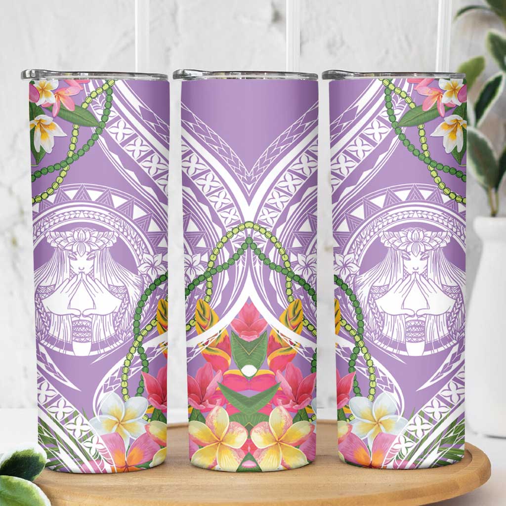 Aloha Hawaii Kauai Skinny Tumbler Frangipani Mix Mokihana Lei LT7 - Polynesian Pride