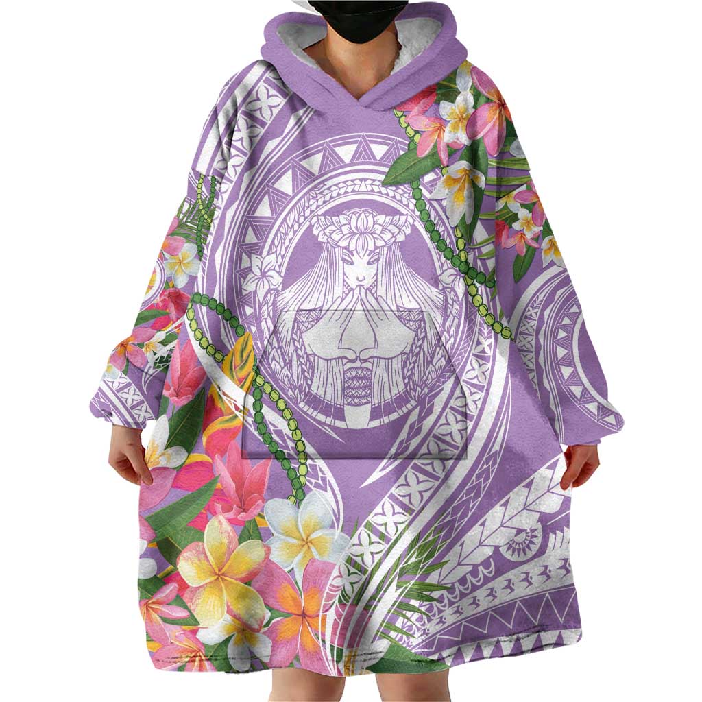Aloha Hawaii Kauai Wearable Blanket Hoodie Frangipani Mix Mokihana Lei LT7 - Polynesian Pride