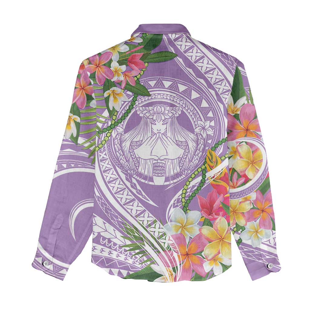 Aloha Hawaii Kauai Women Casual Shirt Frangipani Mix Mokihana Lei LT7 - Polynesian Pride