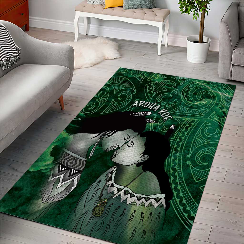 New Zealand Aroha Koe Mama Area Rug Maori Hongi - Pounamu