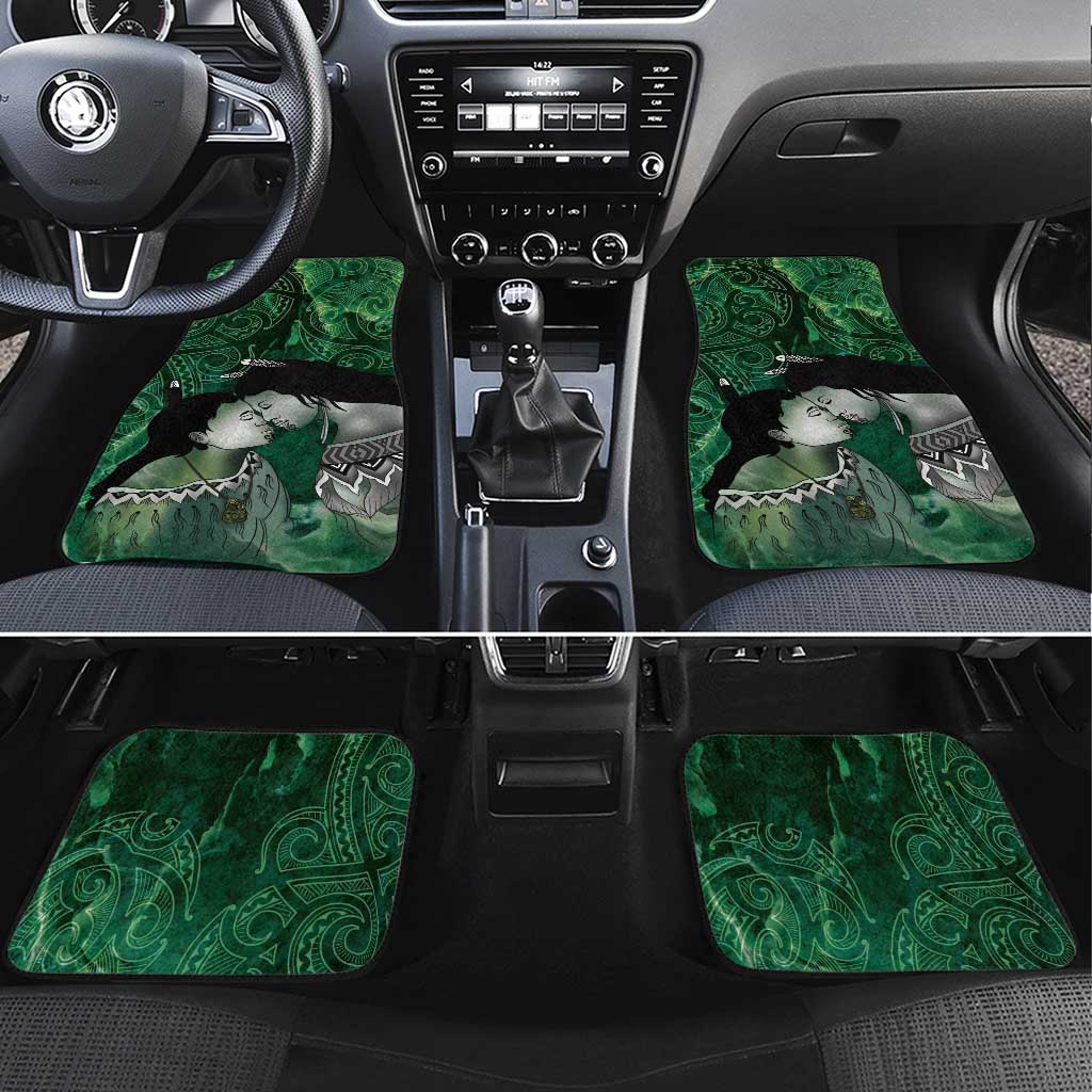 New Zealand Aroha Koe Mama Car Mats Maori Hongi - Pounamu LT7 Set 4pcs Green - Polynesian Pride
