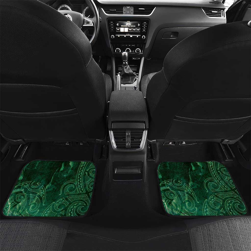 New Zealand Aroha Koe Mama Car Mats Maori Hongi - Pounamu LT7 Set 2pcs - Back Green - Polynesian Pride