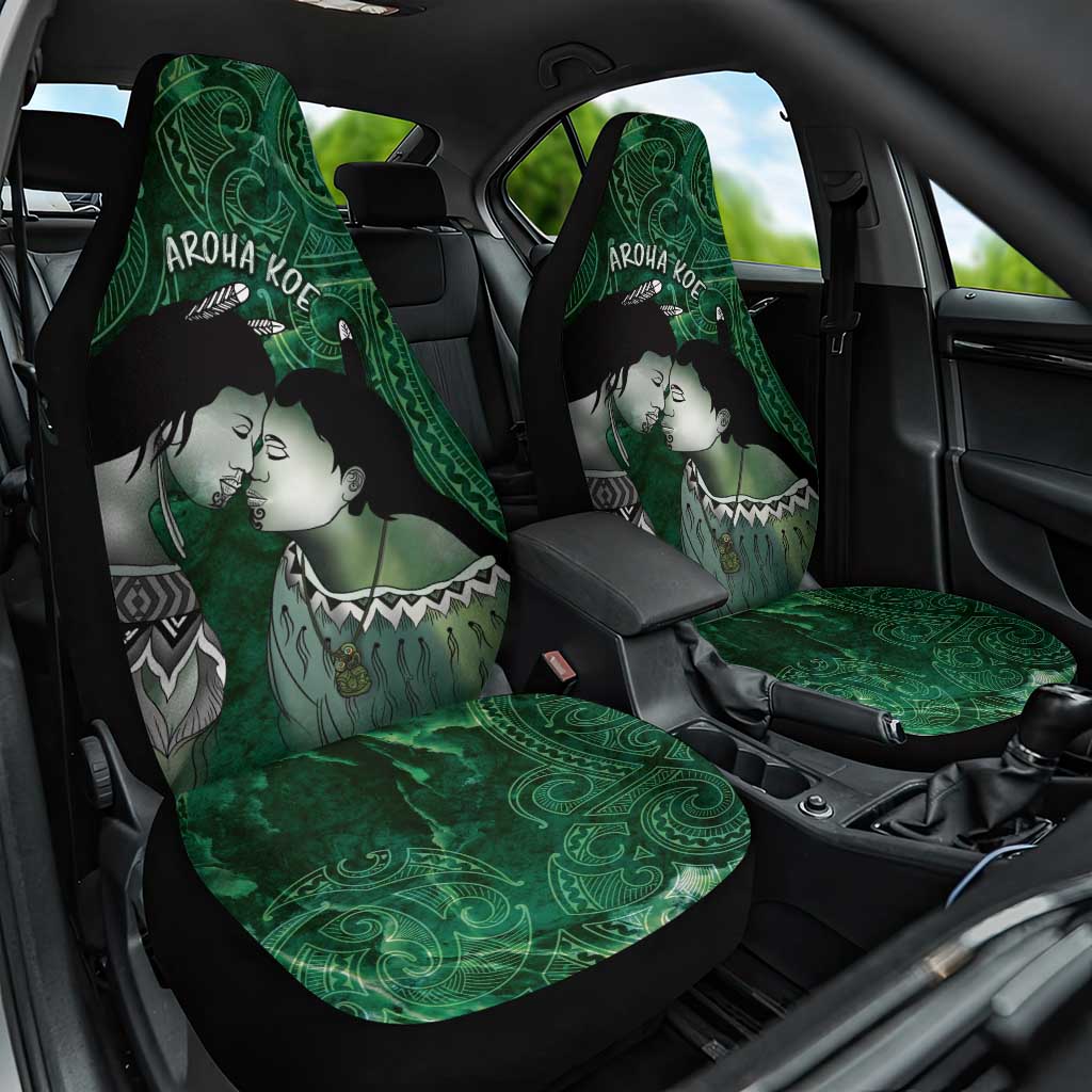 New Zealand Aroha Koe Mama Car Seat Cover Maori Hongi - Pounamu LT7 One Size Green - Polynesian Pride