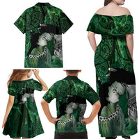 New Zealand Aroha Koe Mama Family Matching Off Shoulder Maxi Dress and Hawaiian Shirt Maori Hongi - Pounamu LT7 - Polynesian Pride