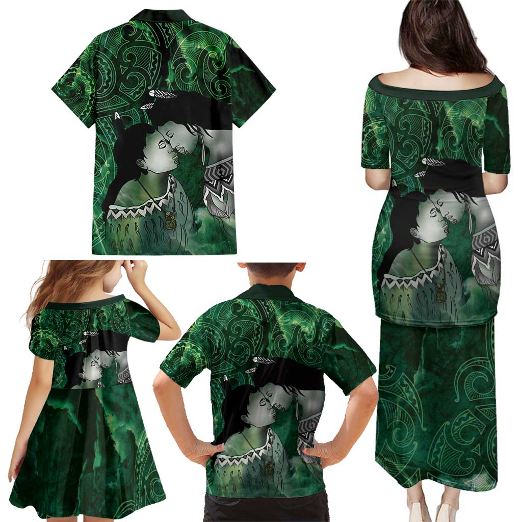 New Zealand Aroha Koe Mama Family Matching Puletasi and Hawaiian Shirt Maori Hongi - Pounamu LT7 - Polynesian Pride